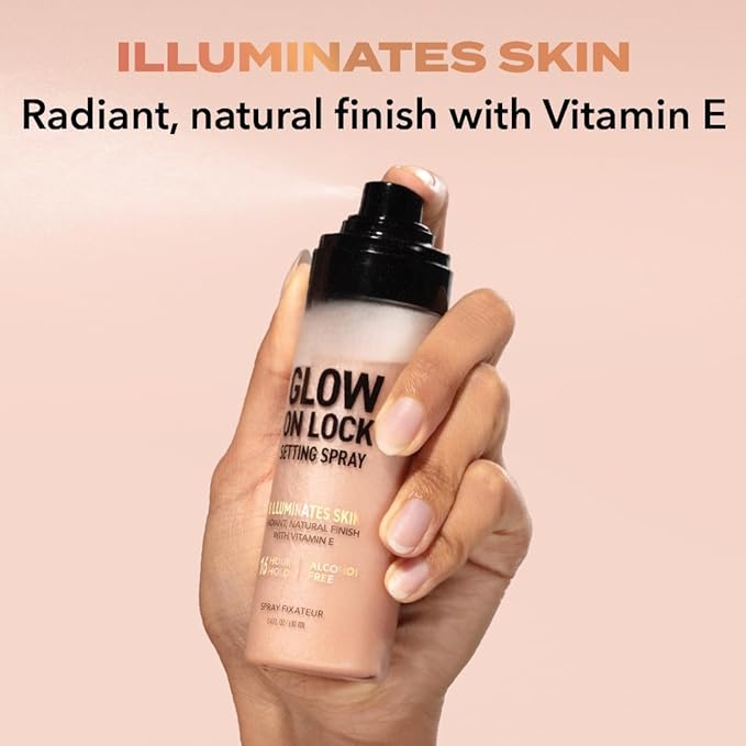Hard~Candy Glow On Lock Setting Spray, Alcohol-Free, 16 Hour Hold, Luminous Finish ~ 3.4oz/fl ~ Pack of 1