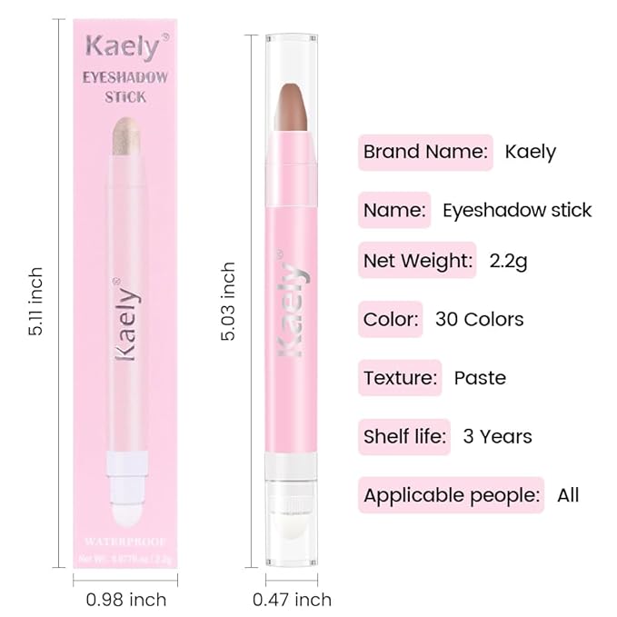Kaely 2in1 Cream Eye Shadow Brightener Sticks for Eyes, Pencil Eyeshadow Applicator Stick Waterproof Pigmented, Eye Shadow Palette Highlighter Makeup, sombras para ojos, 29 Ginger Matte