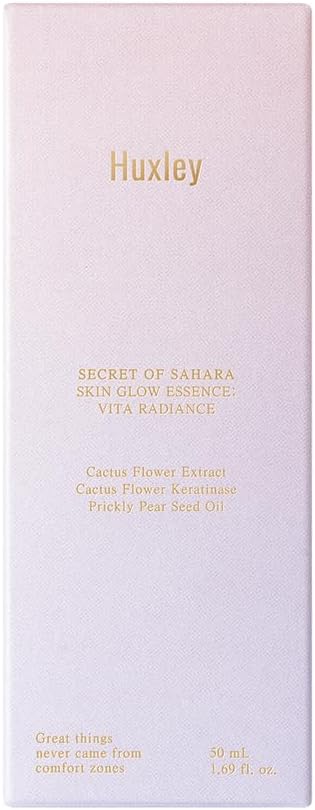 Huxley Secret of Sahara Skin Glow Essence Vita Radiance, 3% Niacinamide Face Serum, Korean Skincare Essence for Dewy Glow, Glass Skin Finish | 50ml / 1.69 fl. oz.
