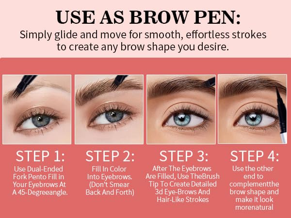 2-in-1 Brow Pen & Liquid Eyeliner – Waterproof Brow Pencil with Fine Microblading Tip, Natural Hair-Like Strokes, Long Lasting, Smudge-Proof Dual-Ended Design(03 DARK BROWN)