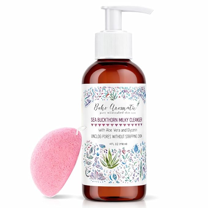 Sea Buckthorn Milky Face Wash – Gentle Creamy Daily Facial Cleanser with Aloe Vera – Brightening, Non-Drying, pH-Balanced Formula for Sensitive Skin & Pores – Anti-Aging Natural Hydrating Skincare