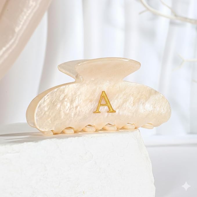 Acrylic Letter Hair Clips For Women Alphabet Hair Claw Initial Hair Clip Fashion Glitter Chic Monogram Claw Clip Hair Accessory Large Hair Clips A