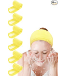 EUICAE Spa Head Wrap - Non-slip, Stretchable, Washable Makeup Headband for Face Wash & Facial Treatment - Sport Fits All - White (Yellow Lemon)
