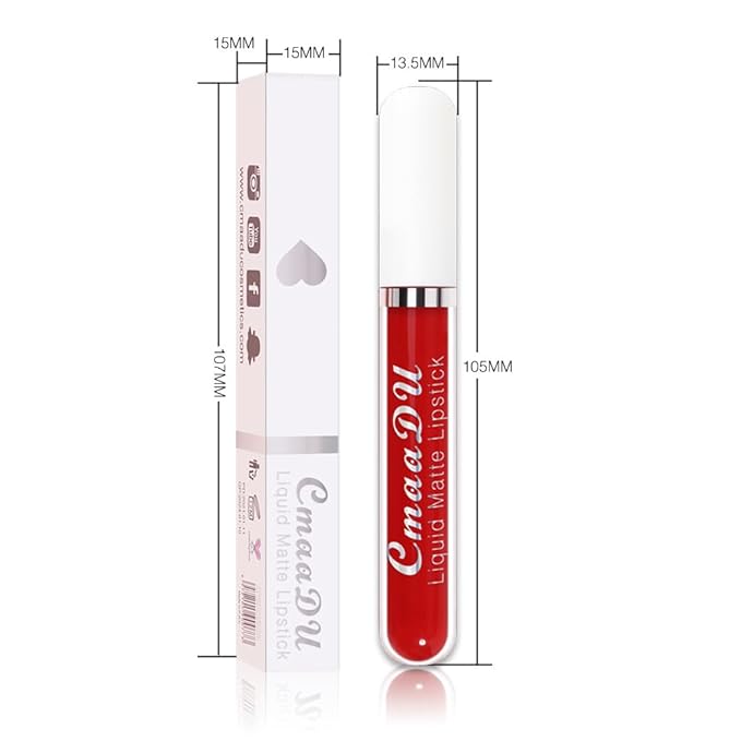 evpct 1Pcs Ruby Red Liquid Matte Lipstick Lipgloss Set for Women, labiales mate 24 horas originales matte larga duracion 24 Hour Lipstick Lip Stains Long Lasting Waterproof 24, 13#