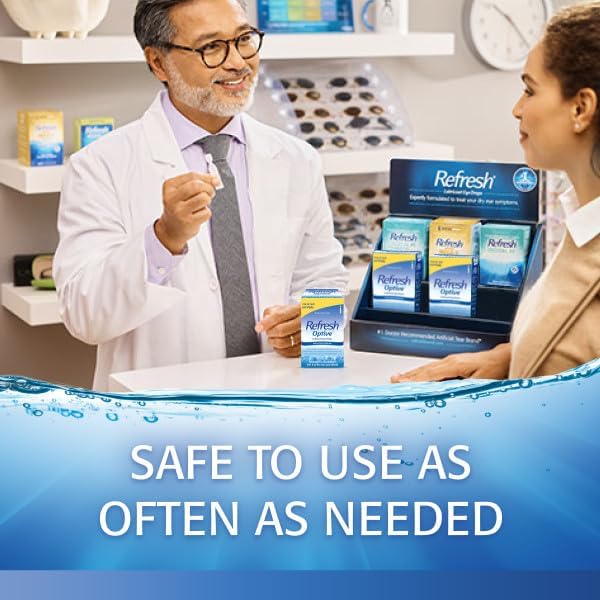 Refresh Optive Lubricant Eye Drops For Dry Eyes, Preservative-Free, 0.01 Fl Oz Single-Use Containers, 60 Count