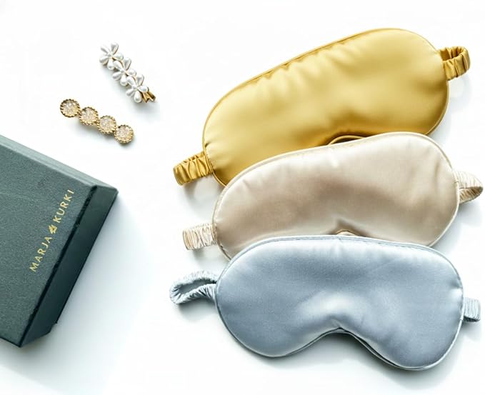 [1 Pack] QSYW Sleep Masks, Satin Eye Mask for Sleeping - Silky Eye Masks Bulk with Storage Bag & Elastic Strap,Blue