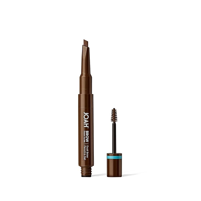 JOAH Brow Down To Me Dual Brow Pencil and Gel, Triangular Tip, Tinted Gel, Long-Lasting Vegan Formula, Smudge-Free Pencil Tip, Lightweight, Water-Resistant, Soft Brown