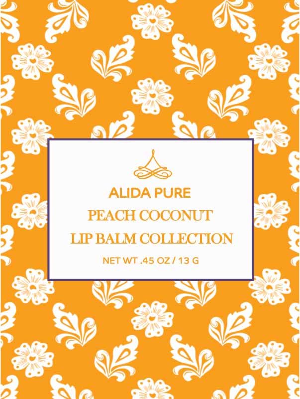 Peach Coconut Lip Balm Collection, Vegan Set, Beeswax Free, with Organic Jojoba and Avocado Oil, Vitamin E, Natural Moisturizer for Dry, Chapped Lips, 3 Tube Set