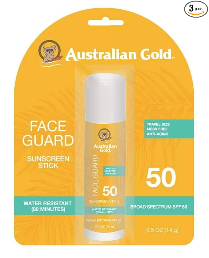Australian Gold Spf#50 Face Guard Stick 0.6 Ounce (17ml) (3 Pack)