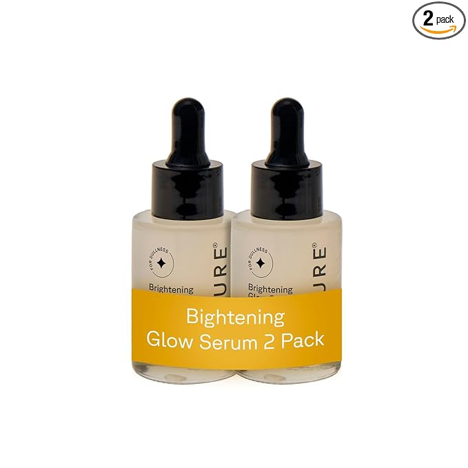 Acure Brightening Glow Serum - Anti Aging Face Serum, Bright Glow for Women & Men, Facial Skincare with Argan Oil and Cranberry Seed Oil, Vegan & Cruelty Free - 1 fl oz (2 Pack)