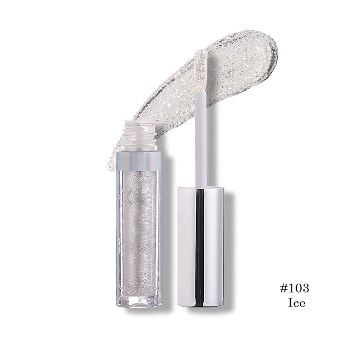 Liquid Eyeshadow 12 Colors Long Lasting Waterproof Shining Shimmer Glitter Eyeline liquid Matte Eyeshadow,Girls Silver Liquid Eyeshadow for Party Festival Makeup Beauty (ice)