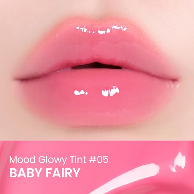 Peripera Mood Glowy Tint, Watery Glow Finish, Buildable Fresh Color, Lightweight, Long-Lasting, Non-Sticky, Korean Lip Tint (05 BABY FAIRY)