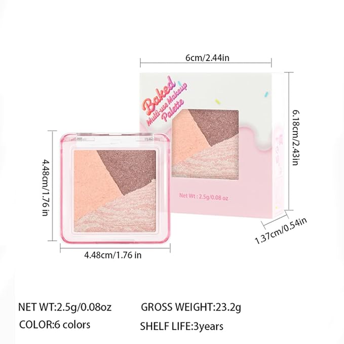 Eyeshadow Palette-Mini 3-in-1 Eye Shadow Powder Palettes Makeup-Matte&Shimmer Baked Eye Shadow for Women，paleta de sombras de ojos，Buildable Smooth Silky Waterproof for Daily Look，01Peach Brown