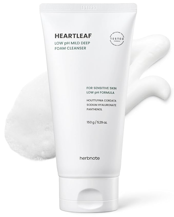 Heartleaf Low pH Deep Foam Cleanser - Gently Removes Sebum, Deep Cleans Pores - Contains 80% Houttuynia Cordata, Hyaluronic Acid, Soothes and Enhances Sensitive Skin, 5.29oz.