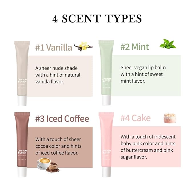 Summer Butter Lip Balm, Moisturizing Hydrating Natural Lip Care, Rich in Nutrients for Soft Smooth Lips (Vanilla)
