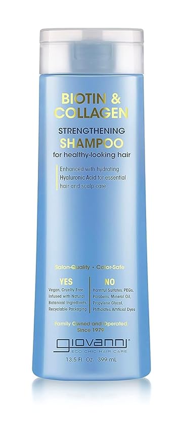 GIOVANNI Biotin & Collagen Shampoo - Strengthening Shampoo, Vegan, Cruelty-Free, Infused with Natural Botanical Ingredients, Salon-Quality, Color-Safe, For Healthy-Looking Hair - 13.5 Oz