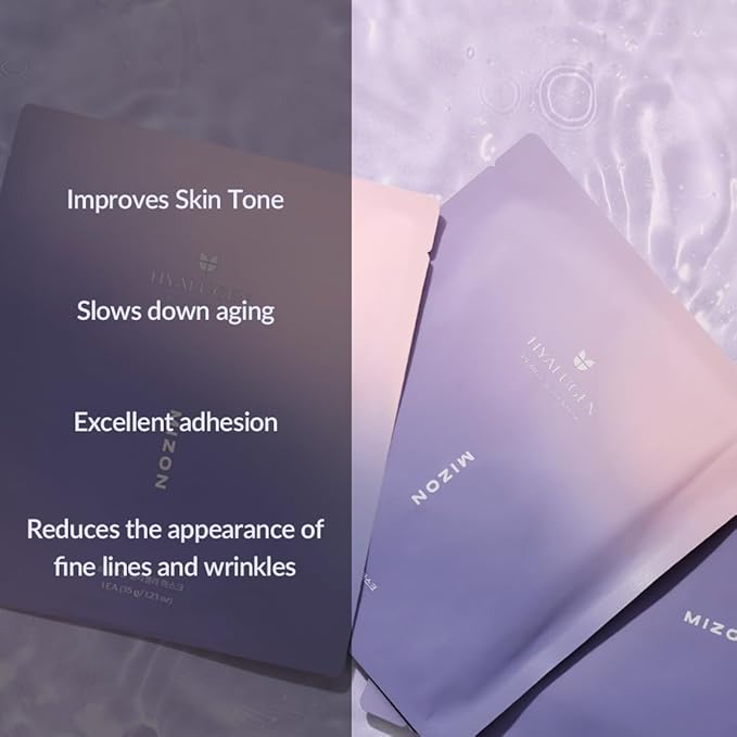 MIZON Hyalugen Pearl Jelly Face Mask (5 Pack) – with Collagen & Hyaluronic Acid Korean Beauty Full Face Sheet Mask Glowy Pearl Finish