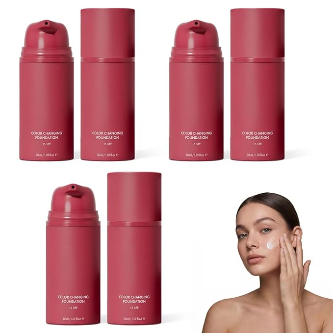 Korean Color Changing Foundation, 2026 New Skin Tone Adapting Liquid Foundation, Automatically Adjusts Makeup Application, Concealing Fine Lines And Wrinkles for All Skin Tones (3pcs)