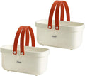 2 Pack Plastic Basket with Handles, Portable Shower Caddy Basket, Dorm Caddy Storage Organizer for Shampoo, Conditioner, Lotion, Bathroom 12.4 * 6.14 * 7inch - White