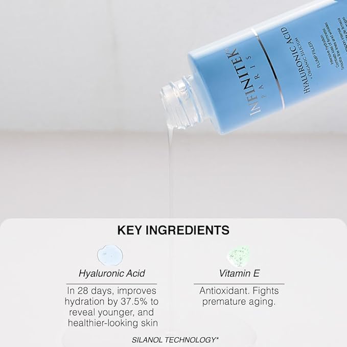 Infinitek Paris Hyaluronic Acid Serum with Organic Silicon | Deep Hydration & Firming Face Serum for Anti-Aging, Smoothing Fine Lines & Wrinkles | Facial Skincare | 1 fl oz / 30 ml