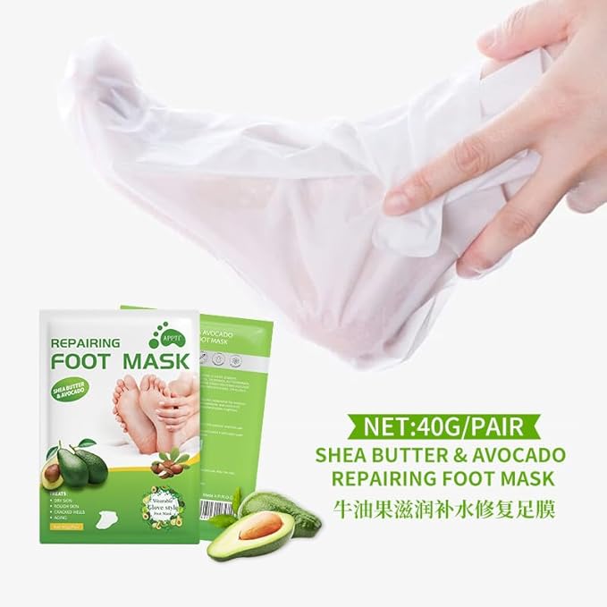 5 Pairs Foot Peel Mask, Exfoliating Foot Peeling Mask for Dead Skin, Callus Remover Foot Mask, Shea Butter & Avocado