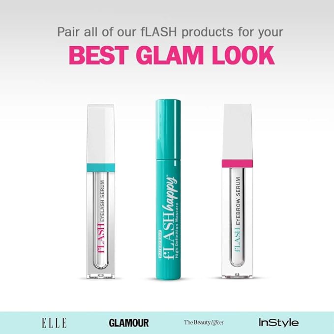 fLASH Eyebrow Serum for Bolder, Fuller, Thicker-looking Brows in 4-6 Weeks - USA Made, Conditions Brows, Safe for Sensitive Skin, Cruelty-free, Vegan, 3 Month Supply - 3mL (0.1 Fl Oz)