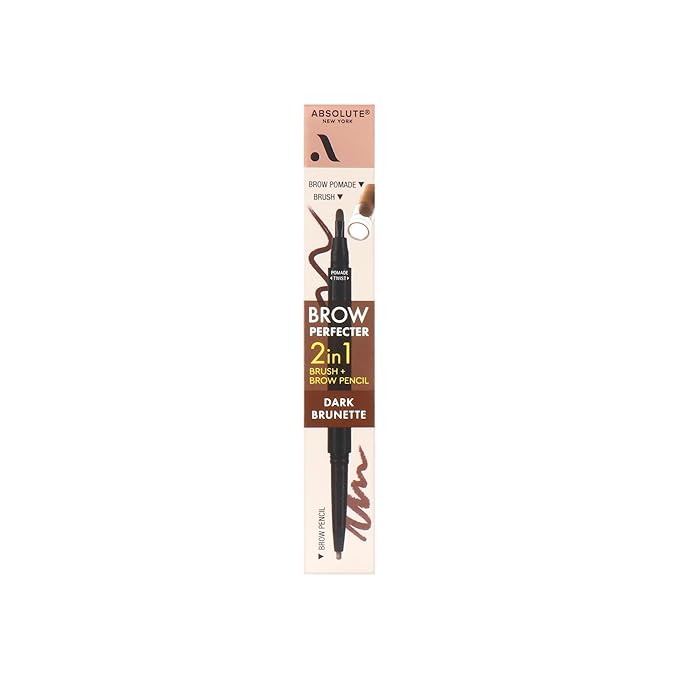 Absolute New York 2-in-1 Brow Perfecter, Dual-Ended Eyebrow Tool, Pencil and Pomade (AEBD02 Dark Brunette)