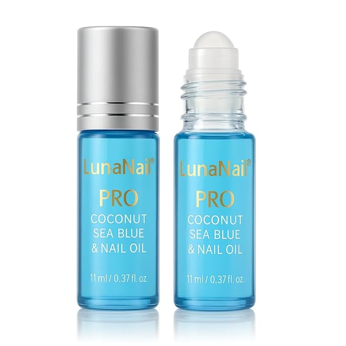 Cuticle Oil for Nails & Growth, Roll-On | Vitamin E & Jojoba Nail Strengthener Serum | Deep Hydration for Dry, Damaged Cuticles | Overnight Repair Treatment | Vegan (Coconut Sea Blue)