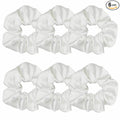 6 Pcs Satin Scrunchies - Soft Hair Ties, Ponytail Holders, Hair Bands, Hair Accessories for Women and Girls (4.3 inch, White)