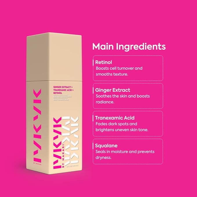 MAKARI IYKYK Ginger Extract, Tranexamic Acid & Retinol Body Toning Cream | Firming Body Lotion for Women | Helps Improve the Look of Elasticity & Smoothness | No Fragrance | Paraben & Sulfate-Free