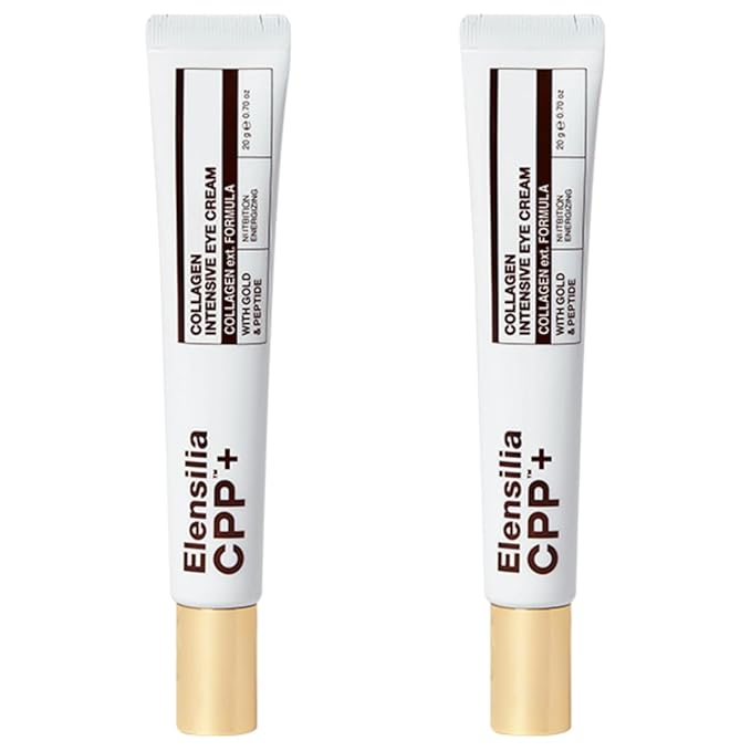 Elensilia 80% Collagen With Gold Peptides Eye Cream - Snail Secretion Filtrate + Matrixyl 3000 + Haloxyl For Wrinkles, Moisturizer - Korean Skin Care, 0.7 fl.oz (Pack of 1)