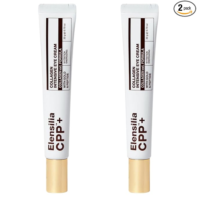 Elensilia 80% Collagen With Gold Peptides Eye Cream - Snail Secretion Filtrate + Matrixyl 3000 + Haloxyl For Wrinkles, Moisturizer - Korean Skin Care, 0.7 fl.oz (2)