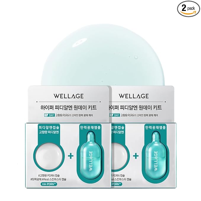 WELLAGE Hyper PDRN One-day Kit 2ea, Hydrating Peptide for Face, Korean Skin care, PDRN, Niacinamide, Hyalruonic acid, Pore minimizing