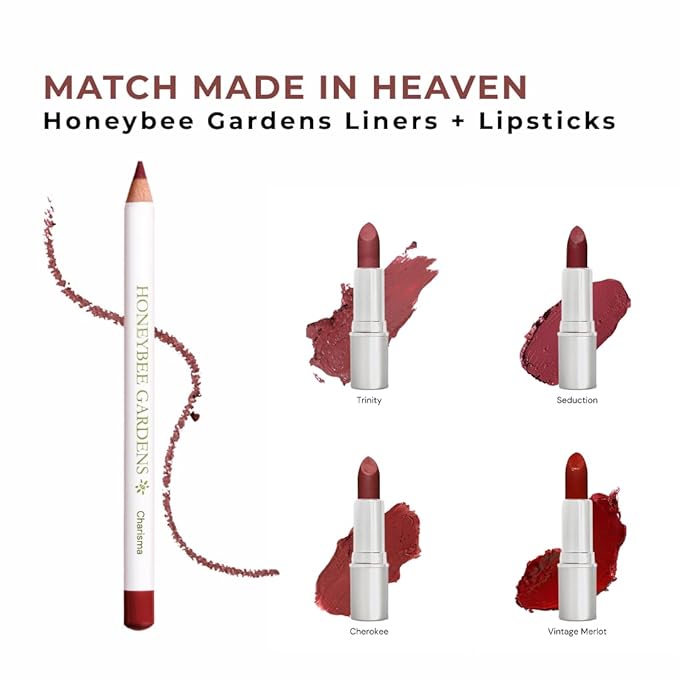 Honeybee Gardens Irresistible Charisma Lip Liner, Matte Medium Warm Berry Pencil for Defining Lips, Long-Lasting Creamy Lip Color, Precision Lip Pencil, Vegan Gluten-Free Makeup Beauty, 0.04 oz