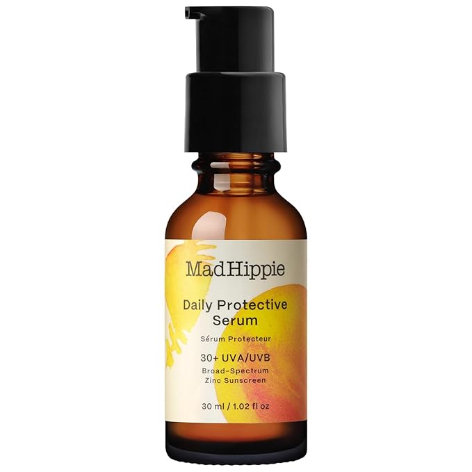 Mad Hippie Daily Protective SPF 30+ Serum, Vitamin C & Hyaluronic Acid, Zinc Oxide Sunscreen, Reef-Safe, 1.02 Oz