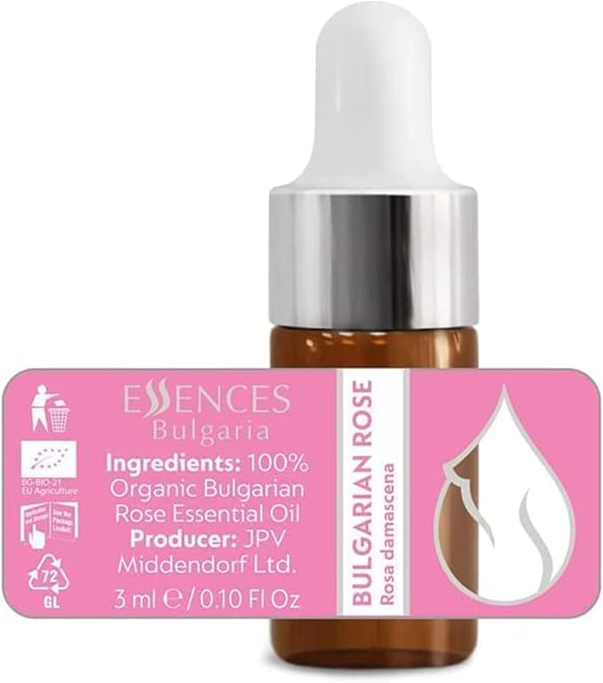 Set Luxury Organic Essential Oils | Helichrysum (5ml) + Rose (3ml) | 100% Pure and Natural | Undiluted | Therapeutic Grade | Family-Owned Farm | Steam-Distilled | Non-GMO | 2 pcs