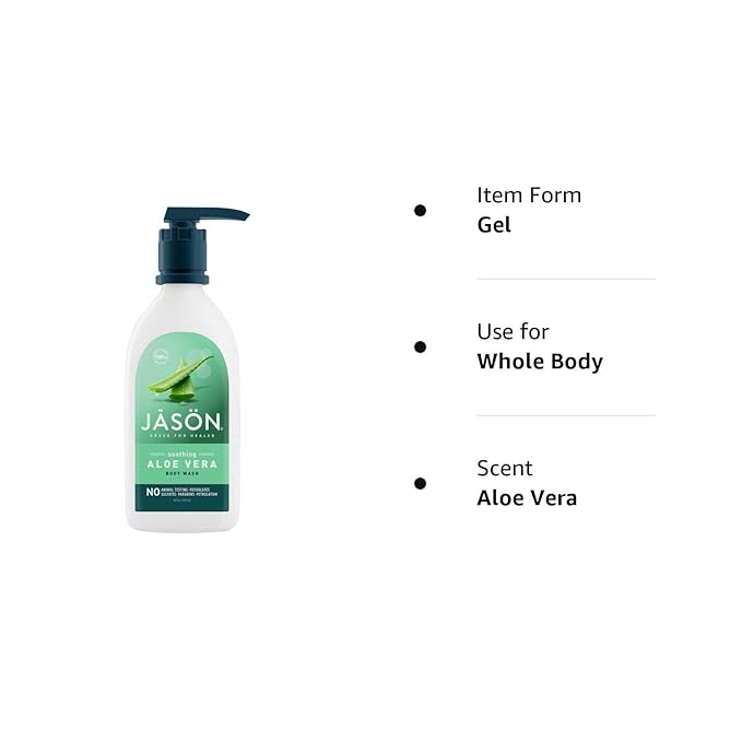 JASON Natural Body Wash & Shower Gel, Soothing Aloe Vera, 30 Oz (Pack of 2)