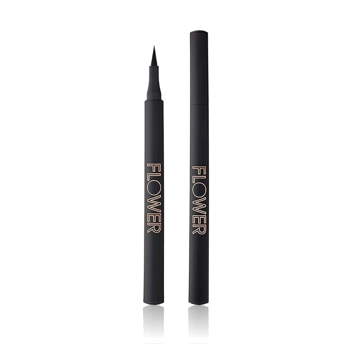 FLOWER BEAUTY By Drew Barrymore Forever Wear Winged Eyeliner - Long-Lasting + Smudge-Proof - Liquid Eyeliner + Winged Applicator (All-Nighter)