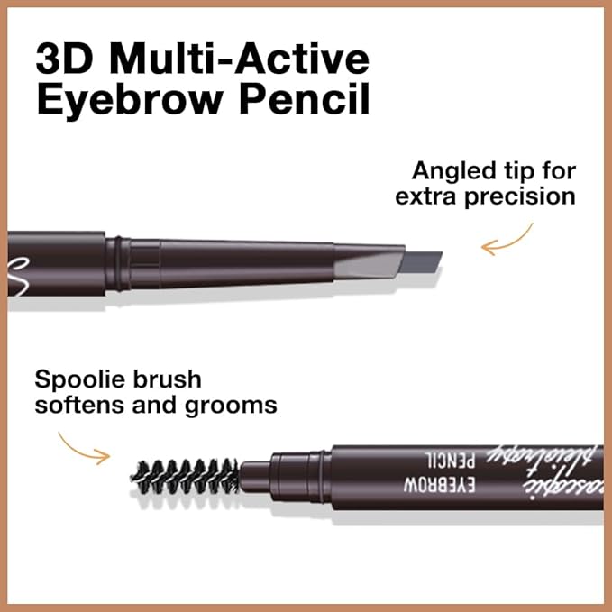 WanTuoluo Retractable Eyebrow Pencils for Women, Waterproof Ash Gray Eye Brow Pen Brow Brush for Eye Makeup, Dual-Sided Soft Ultimate Definer Pencils, Fine Tip lapiz de cejas