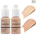 BestLand 2Pack PHOERA Foundation Full Coverage Liquid Foundation Cream - Long-lasting Lightweight Concealer - Oil-Free Formula - Natural Shade - Suitable for All Skin Types (102 Nude & 103 Warm Peach)