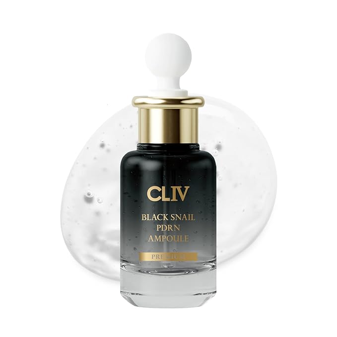 CLIV Black Snail PDRN Ampoule - 65% Snail Secretion Filtrate & Sodium DNA Facial Serum - Hydrating Collagen for Elasticity & Moisture - Korean Skincare for Dry & Sensitive Skin, 1.01 fl oz (30ml)