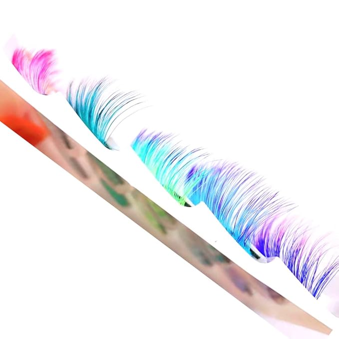 Sunniess Ombre Colored Lashes Silk Protein Fluffy Wispy Volume Fake Lashes for Halloweens Cosplay Party Stage Russian D Curl Lashes with Color Make up Faux Mink False Eyelashes 5 Pairs