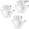 Sibba 3 Pairs Touch Screen Moisturizing Gloves White Cotton Moisturizing Gloves Overnight Bedtime Heal Eczema Sleeping Lotion Hand Spa Treatment Gloves Repair Rough Cracked Dry Chapped Hands Skin