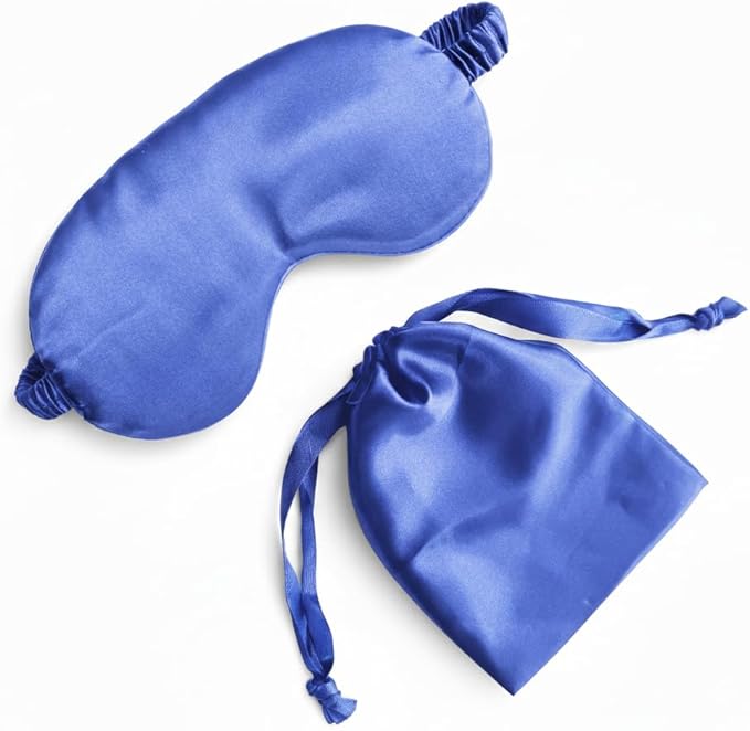 [1 Pack] QSYW Sleep Masks, Satin Eye Mask for Sleeping - Silky Eye Masks Bulk with Storage Bag & Elastic Strap,Blue