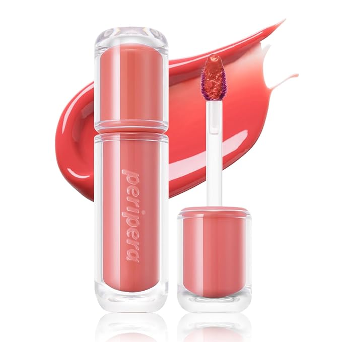 Peripera Mood Glowy Tint, Watery Glow Finish, Buildable Fresh Color, Lightweight, Long-Lasting, Non-Sticky, Korean Lip Tint (18 CORAL INFLUENCER)