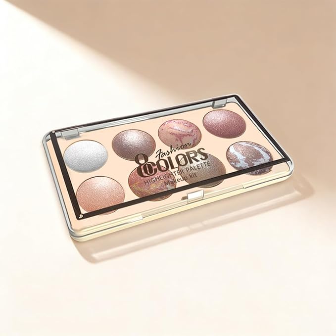 All-in-One Baked Eyeshadow Palette, Eyeshadow Highlighter Blush Contour, Soft Neutral Low-Saturation Tones, Smooth Blendable Buildable, Long-Lasting Natural Glow Makeup, Paleta de Sombras de Ojos 01