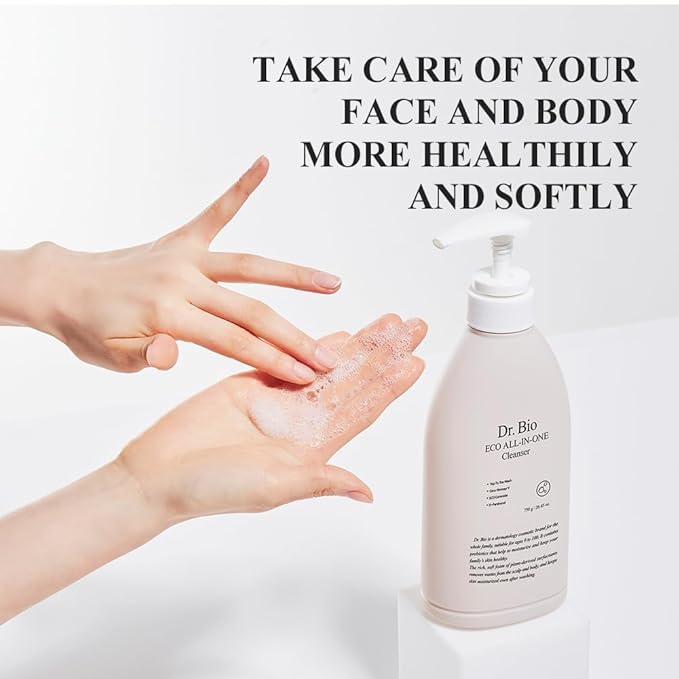 Dr.Bio Eco All-in-One Cleanser, Face & Body Wash for Sensitive Skin with Ceramide, Probiotics & Cica, Vegan, Fragrance-Free, Mild Gentle Hydrating Cleanser, Hypoallergenic Korean Skincare