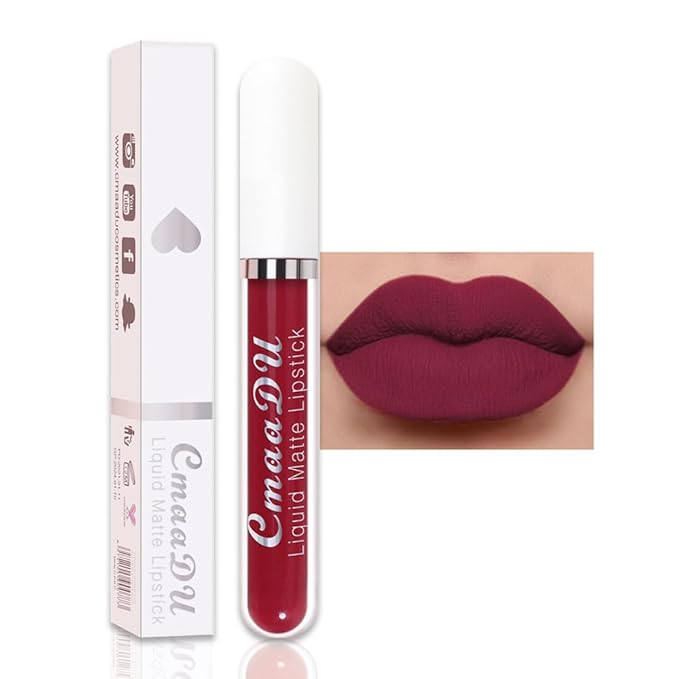 evpct 1Pcs Plum Purple Liquid Matte Lipstick Lipgloss Set for Women, labiales mate 24 horas originales matte larga duracion 24 Hour Lipstick Lip Stains Long Lasting Waterproof 24, 12#
