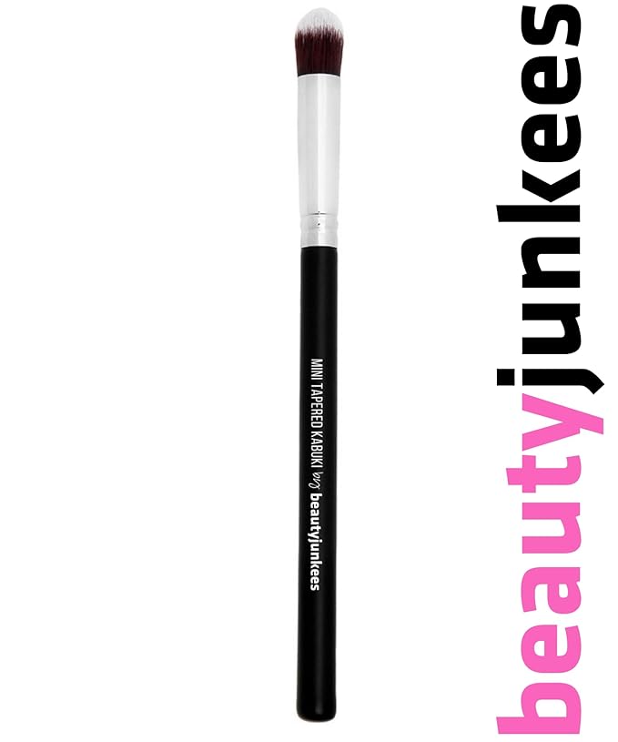 Small Concealer Brush Under Eye – Mini Tapered Kabuki Makeup Brush for Blending, Setting, Contour Eyeshadow, Powder, Cream Make Up, Vegan Synthetic