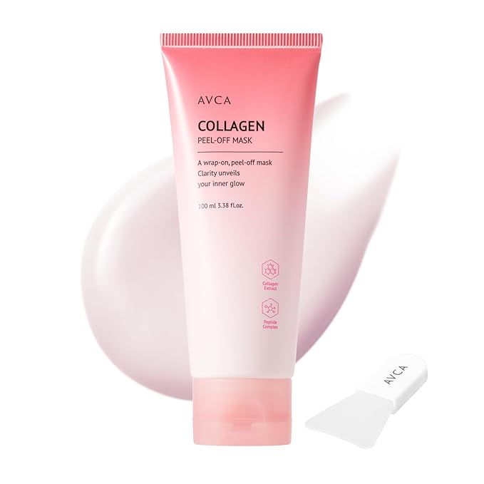 AVCA Collagen Peel-Off Mask with Silicone Brush – Korean Wrap Face Mask for Pore Tightening, Firming & Deep Hydration – Peptide & Hyaluronic Acid, 100ml(3.38 fl.oz)